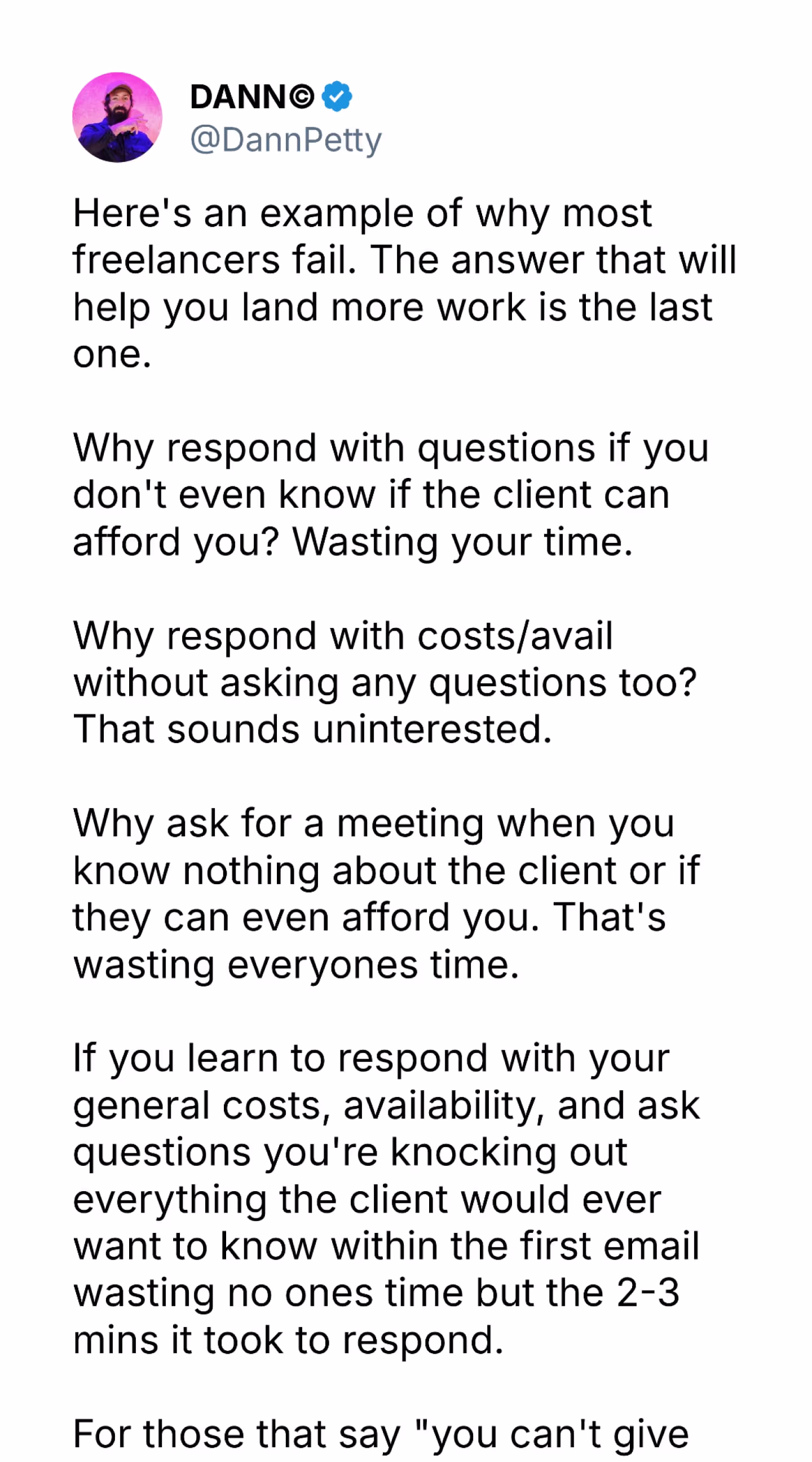 Response for work enquiries